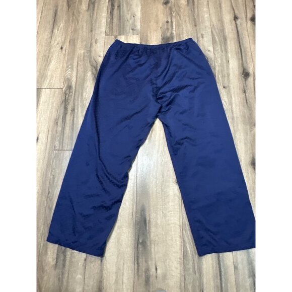 Miss Elaine XL Womens Satin Pajama Set Navy Blue Embroidered Top & Elastic Waist - Picture 8 of 13